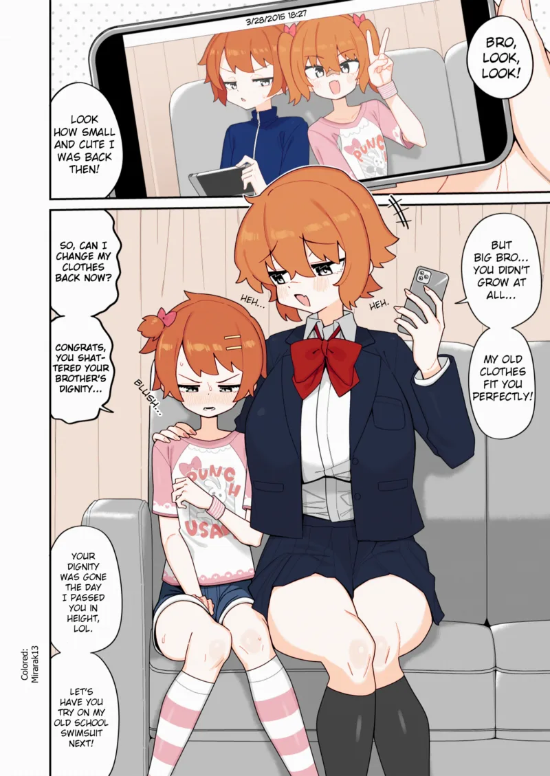 A Brother Who Was Surpassed in Height by His Twin Sister (Fan Colored)