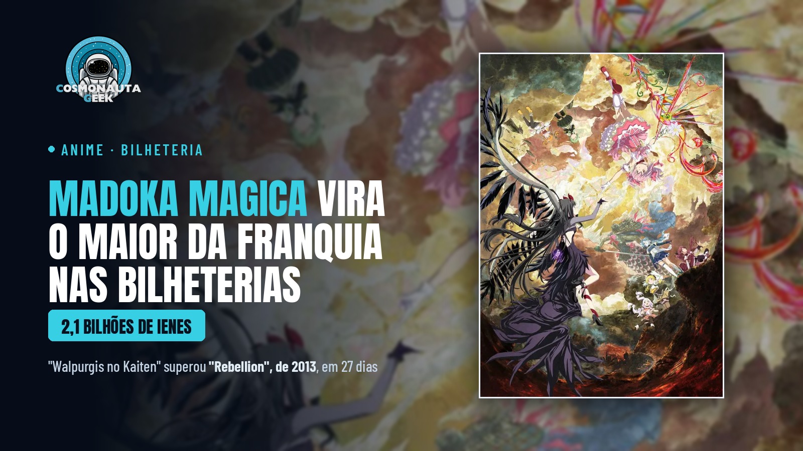 Filme de Madoka Magica passa de 2,1 bilhões de ienes e vira o maior da franquia