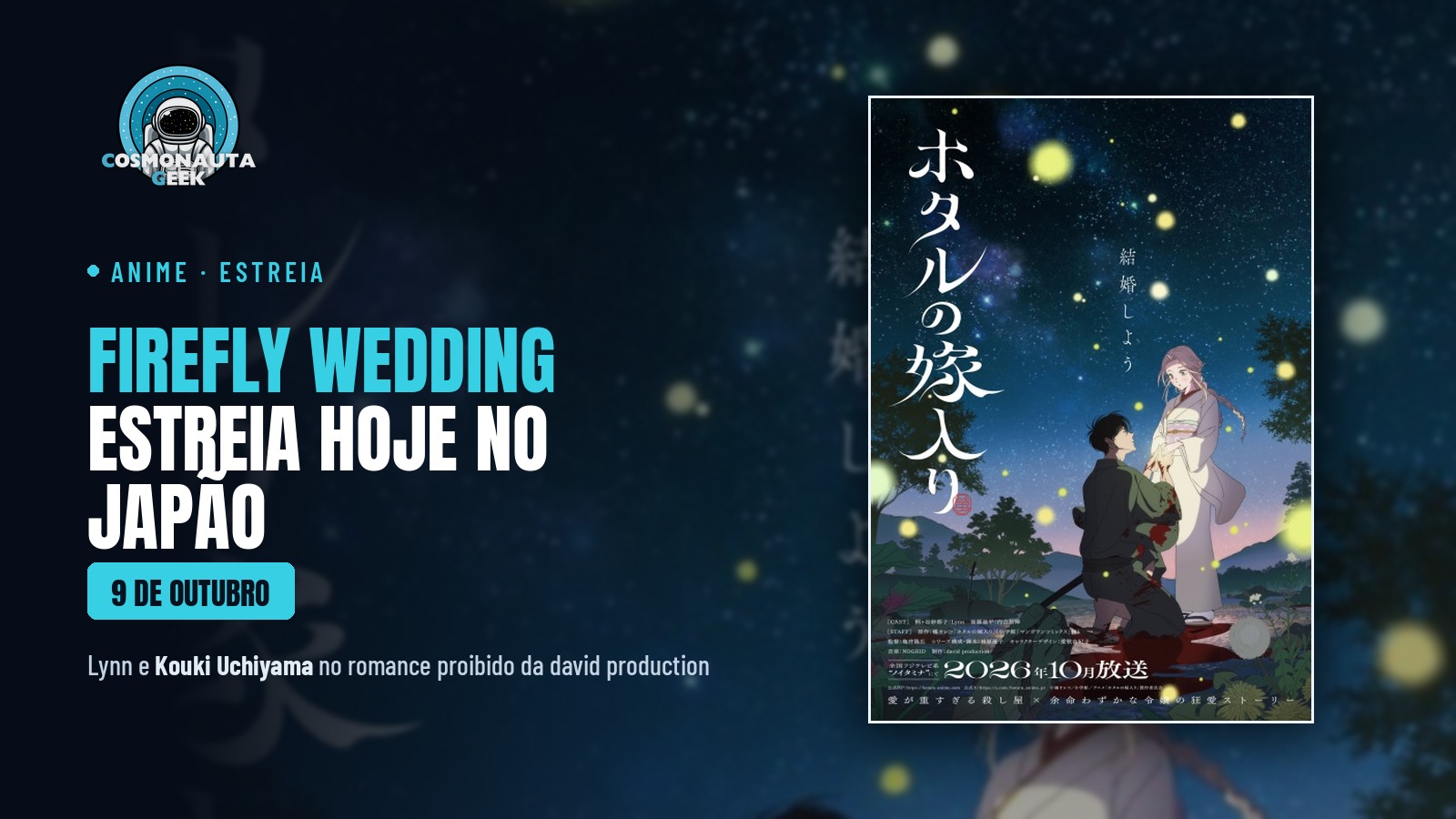 “Firefly Wedding” estreia hoje: sequestrada, a herdeira Satoko propõe casamento ao assassino que veio matá-la